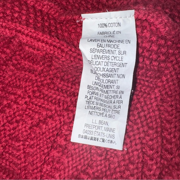 L.L. Bean Women’s Red Cable Knit Button Cardigan Sweater Size Medium - Picture 5 of 6